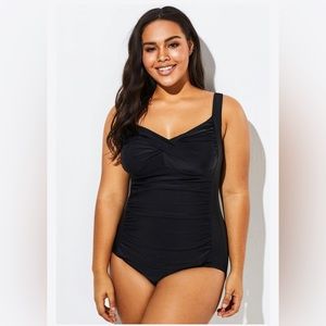 Black Twist Front Push Up One Piece Swimsuit size large